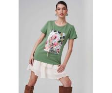 Футболка с объёмными цветами и бусинами FSC003