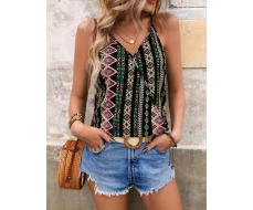 SHEIN VCAY Geometric Print Wrapped Cami Top