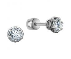 Серьги с фианитом родированные серебро 925* 12-0018