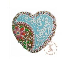 Расписной пряник 100 гр. Сердечко7 без начинки