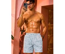 Manfinity Swimmode Men's Loose Fit Beach Shorts With Full Irregular Ellipse Pattern