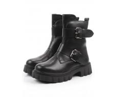 04-PAX40-1Z BLACK Ботинки зимние женские (натуральная кожа, 100% шерсть) маломерит на пол размера
