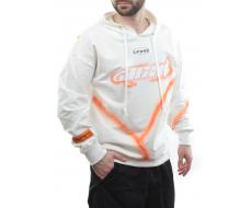 2652 WHITE/ORANGE Толстовка мужская (75% хлопок, 20% полиэстер, 5% спандекс)