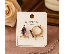 Серьги коллекция Xuping покрытие позолота вставка фианит цвет фиолетовый