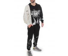 2608/7325 BLACK/WHITE Костюм спортивный мужской (75% хлопок, 20% полиэстер, 5% спандекс)