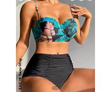 SHEIN Swim Vcay Tropical Printed Underwire Bikini Swimsuit Set