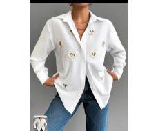 SHEIN Pearl Embroidery Long Sleeve Shirt