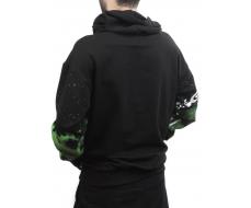 2626 BLACK/GREEN Толстовка мужская (75% хлопок, 20% полиэстер, 5% спандекс)