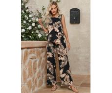 SHEIN LUNE Women's Sleeveless Two-Piece Set With Floral Print