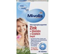 Mivolis Zink + Histidin + Cystein Depot, Tabletten Миволис Цинк + Гистидин + Цистеин депо, для поддержки иммунной системы, кожи, волос и ногтей, таблетки 40 шт