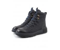 05-AW1008-6M DK. BLUE Ботинки зимние мужские (натуральная кожа, натуральный мех)