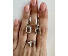 Кольцо из серебра зеленый аметист, Куб