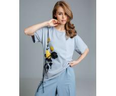 Футболка с объёмными цветами FAS003