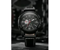 1pc Men's Stylish Business Quartz Watch With Thick Leather Strap, Suitable For Daily Wear And Gift Giving