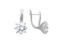 Серьги с фианитом родированные серебро 925* 11-0507