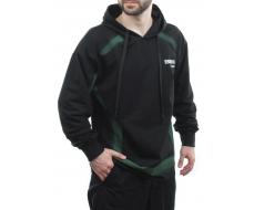 2649 BLACK/GREEN Толстовка мужская (75% хлопок, 20% полиэстер, 5% спандекс)