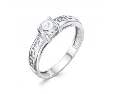 Кольцо с фианитом родированное серебро 925* 10-0125