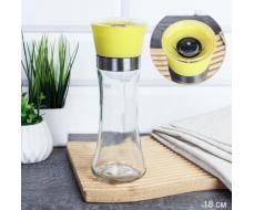 Мельница для специй и соли 19 см с крышкой/ W-457-Y /уп 80/ Желтая