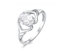 Кольцо с фианитом родированное серебро 925* 10-0473