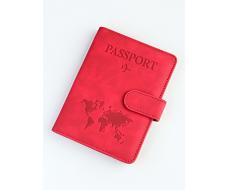 A-116 Обложка на паспорт c кнопкой "Travel 101" (эко-кожа)