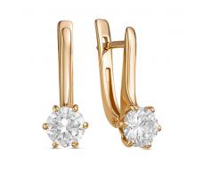 Серьги с фианитом позолоченные серебро 925* 41-0256