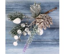 Еловая ветка декоративная «Зимнее волшебство. Грёзы», 16 см