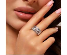 Кольцо 18 р широкое дорожка ювелирная бижутерия покрытие посеребрение вставка фианиты цвет прозрачны