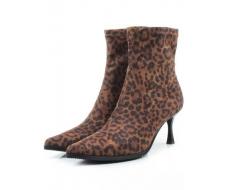 01-H26B-42PC BROWN LEOPARD Ботильоны демисезонные женские (велюр) размер 35