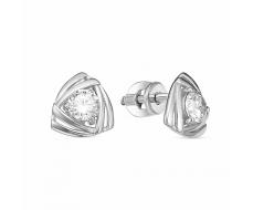Серьги с фианитом родированные серебро 925* 12-0691