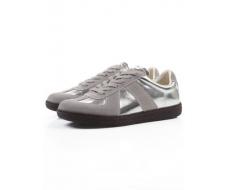 03-2106-2 DK. GREY/SILVER Кеды женские (натуральная кожа) 