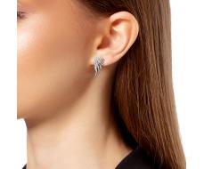 Серьги с фианитом родированные серебро 925* 11-2544