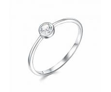 Кольцо с муассанитом родированное серебро 925*