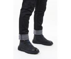 05-AW1008-6M DK. BLUE Ботинки зимние мужские (натуральная кожа, натуральный мех)