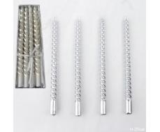 Свеча стержень 4 штуки 20 см витая глянец / MG-102 /уп 144/ серебрянная