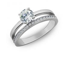 Кольцо с фианитом родированное серебро 925* 10-0138