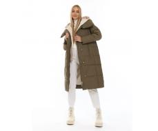 A610 DK. GREEN (KHAKI) Пальто зимнее женское со съемным жилетом (200 гр. био-пух)