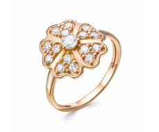 Кольцо с фианитом позолоченное серебро 925* 40-0373