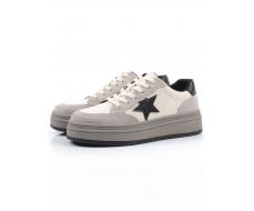 03-YE475-2 BEIGE/GREY Кроссовки женские (натуральная кожа)