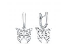 Серьги с фианитом родированные серебро 925* 11-0172