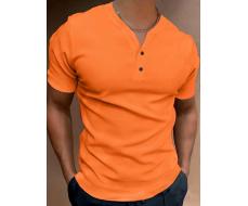 Manfinity Homme Men Solid Notched Neck Tee SKU: sm2305093769422224