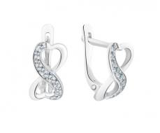 Серьги с фианитом родированные серебро 925* 11-0156