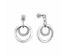 Серьги с фианитом родированные серебро 925* 12-1016