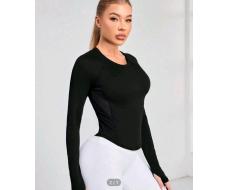 Yoga Basic Women's Round Neck Long Sleeve Sports T-shirt