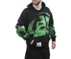 2626 BLACK/GREEN Толстовка мужская (75% хлопок, 20% полиэстер, 5% спандекс)