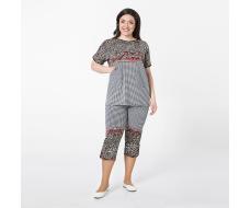 Костюм, трикотаж, блуза, капри, коралловый #523/007-135-504/Коралловый