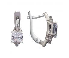 Серьги с фианитом родированные серебро 925* 11-0006