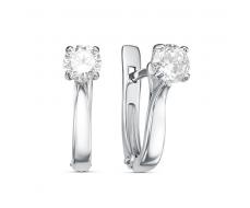 Серьги с фианитом родированные серебро 925* 11-0086