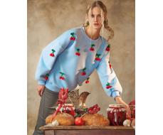 Свитшот с начёсом и вязаными вишенками SNV001