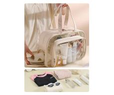 Сумка-косметичка унисекс прозрачная с отделением для обуви, бежевый