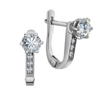 Серьги с фианитом родированные серебро 925* 11-0009